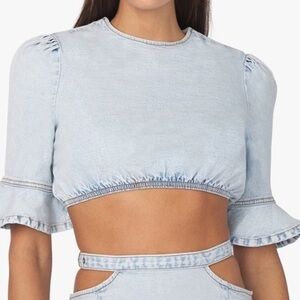 NWT Revolve WeWoreWhat Cropped Denim Top XS